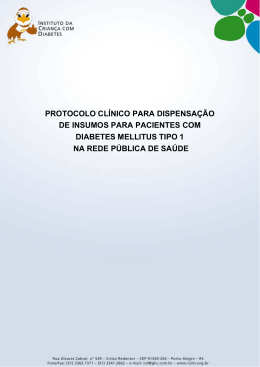 Protocolo de Insumos ICD - Instituto da Criança com Diabetes