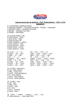 Lista de exercícios de Química – Profa Andréa Bueno – 1C01 a