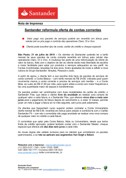Santander reformula oferta de contas correntes