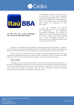 Itaú BBA conta com a Cedro Technologies como parceira de
