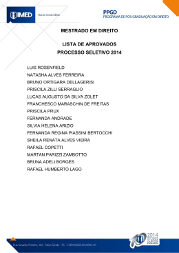 mestrado em direito lista de aprovados processo seletivo 2014