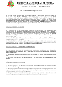ATA DE REGISTRO DE PREÇOS Nº 020-2009