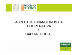 aspectos financeiros da cooperativa e capital social