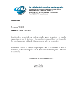 DESPACHO Processo nº 47/2015 Tomada de Preços nº 05/2015
