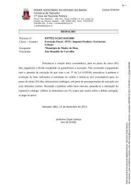 DESPACHO Processo nº: 0397952-34.2013.8.05.0001 Classe