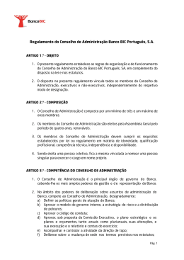 Regulamento do Conselho de Administração Banco BIC Português