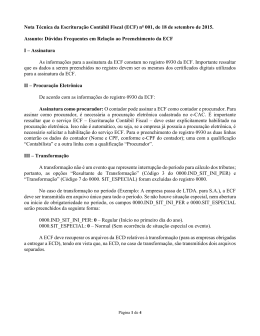 Nota Técnica da Escrituração Contábil Fiscal (ECF)