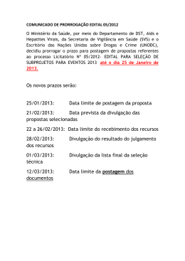 Data limite de postagem da proposta 21/02/2013