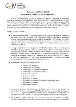 Parecer técnico CRN-3 Nº 12/2015 PRESCRIÇÃO DE