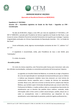 Assembleia Legislativa do Estado de São Paulo – Sugestões ao CFM