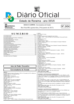Diário Oficial Nº. 2454 - Imprensa Oficial do Estado de Roraima