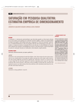 saturação em pesquisa qualitativa - Revista Brasileira de Pesquisas