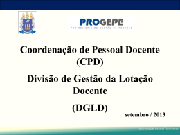 Coordenação de Pessoal Docente (CPD) Divisão de Gestão da