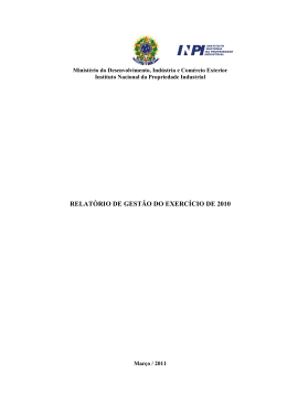 Relatório de Gestão - Prestação de Contas 2010