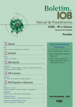 IOB - ICMS/IPI - Paraíba - nº 26/2014