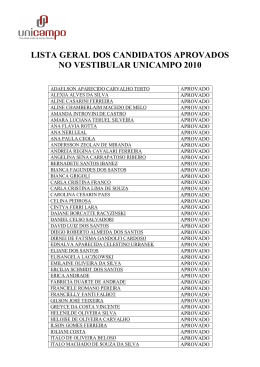 lista geral dos candidatos aprovados no vestibular unicampo 2010