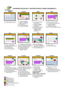 Calendário 2015, Ensino Infantil e Fundamental I.