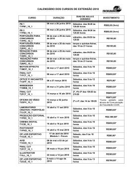 calendário dos cursos de extensão 2010