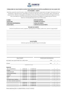 Formulário para realização de eventos na FASETE