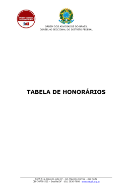 TABELA DE HONORÁRIOS