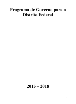 Programa de Governo para o Distrito Federal 2015 – 2018