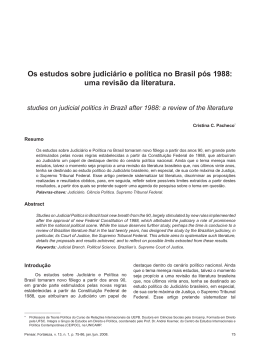 Os estudos sobre judiciário e política no Brasil pós 1988