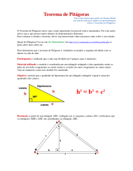 Atividades com o Teorema de Pitágoras