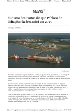 Ministro dos Portos diz que es da área sairá em 2015