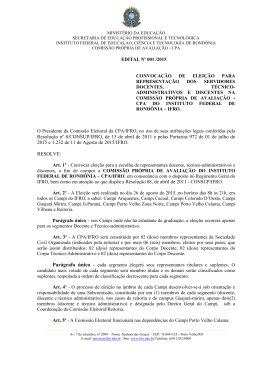Resolução nº 8/CONSUP/IFRO, de 15 de abril de 2011 e pelas