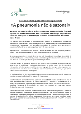 A pneumonia não é sazonal - Sociedade Portuguesa de Pneumologia