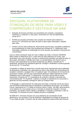 Ericsson: Plataforma de otimização de rede para vídeo e