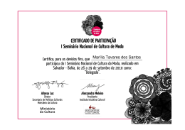 Certificado de Participação Marília Tavares dos Santos