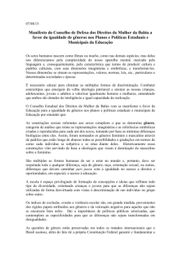 Manifesto do Conselho de Defesa dos Direitos da Mulher da Bahia
