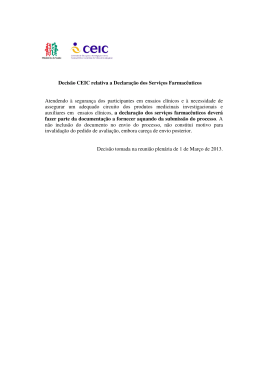 Decisão CEIC relativa a Declaração dos Serviços Farmacêuticos