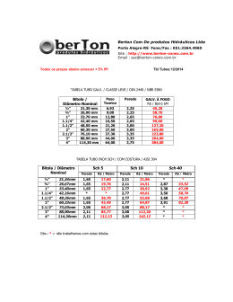 Berton Com De produtos Hidráulicos Ltda Bitola / Diâmetro Nominal