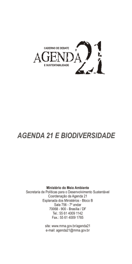 AGENDA 21 E BIODIVERSIDADE - Ministério do Meio Ambiente