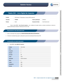 Boletim Técnico Tabela CD2 – Livro Digital de Impostos - TDN