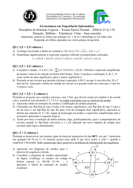 Exame Época Normal – 2006-6-22 @ 17h Duração