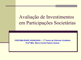 Avaliação de Investimentos em Participações Societárias