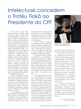Intelectuais concedem o Troféu Tiokô ao Presidente do CFF