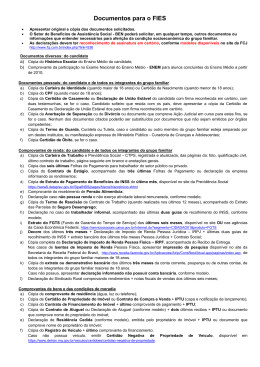Documentos para o FIES - Faculdade Cenecista de Joinville