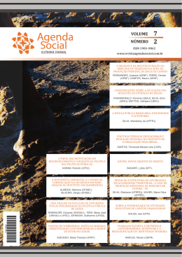 VOLUME NÚMERO - Revista Agenda Social