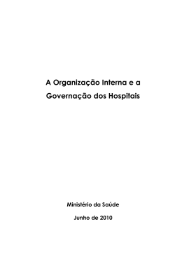A Organização Interna e a Governação dos Hospitais