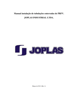 Manual instalação de tubulações enterradas de PRFV. JOPLAS