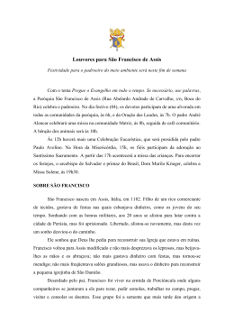 Release – São Francisco de Assis - Arquidiocese de São Salvador