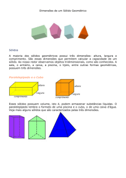 Dimensões de um Sólido Geométrico Sólidos A maioria dos sólidos