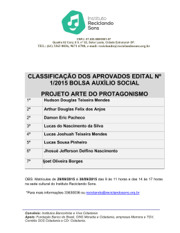 CLASSIFICAÇÃO DOS APROVADOS EDITAL Nº 1/2015 BOLSA