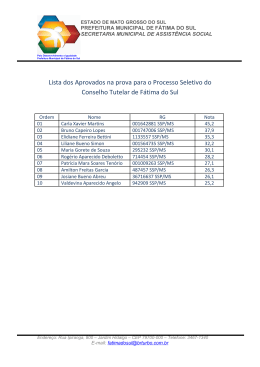 Lista dos Aprovados na eleição do Conselho Tutelar de Fátima do Sul
