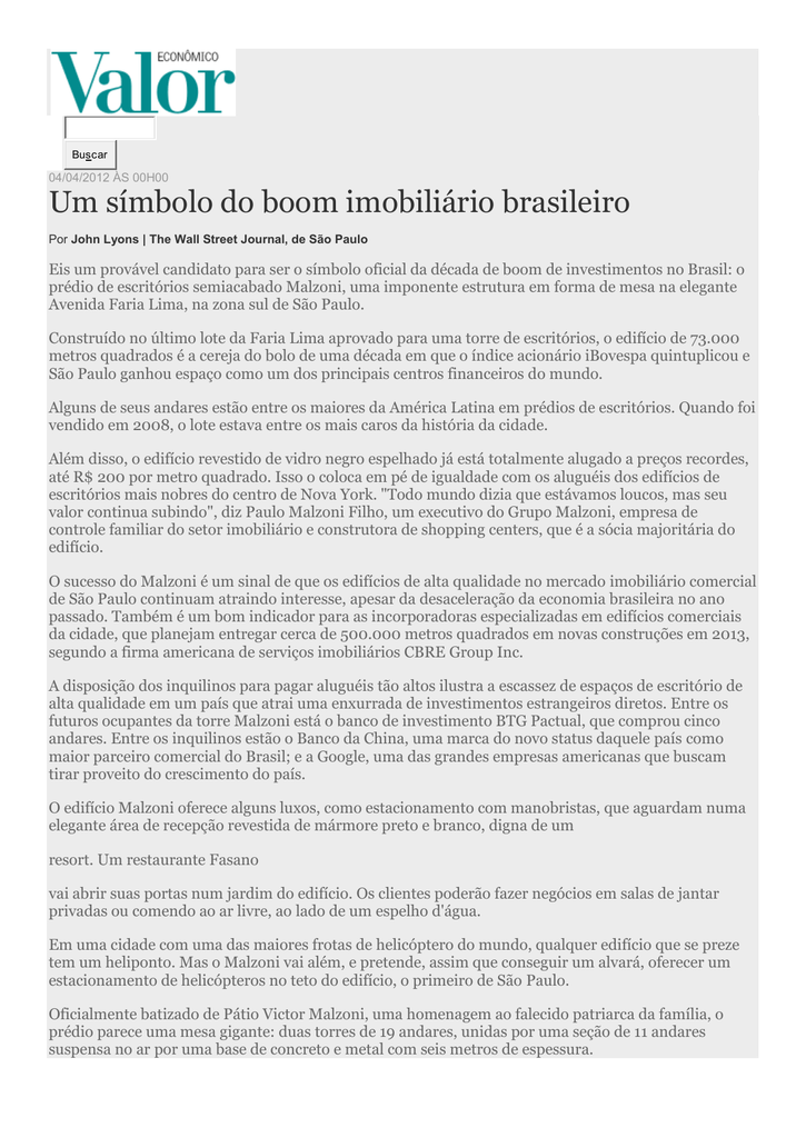 Um Simbolo Do Boom Imobiliario Brasileiro
