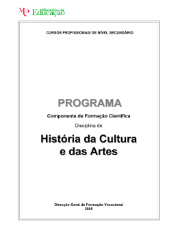 PROGRAMA História da Cultura e das Artes